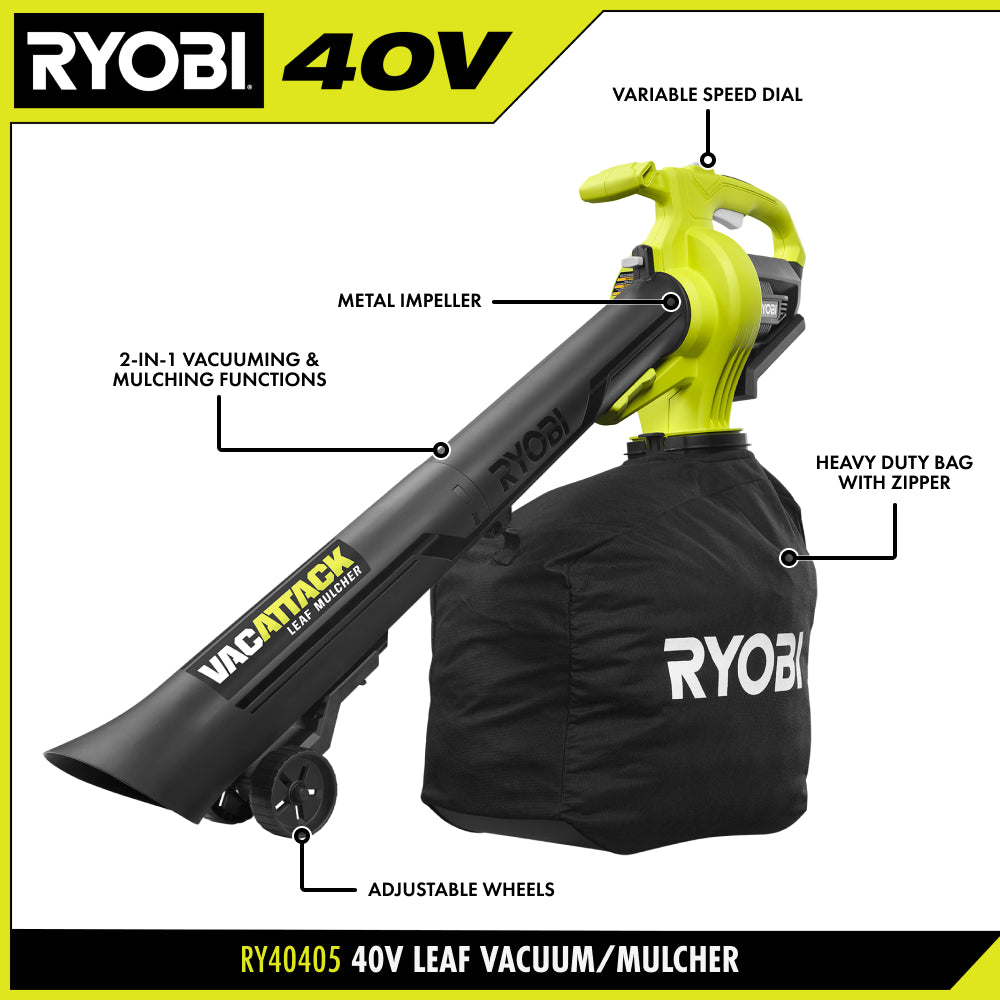 40V Leaf Vacuum/Mulcher Kit
