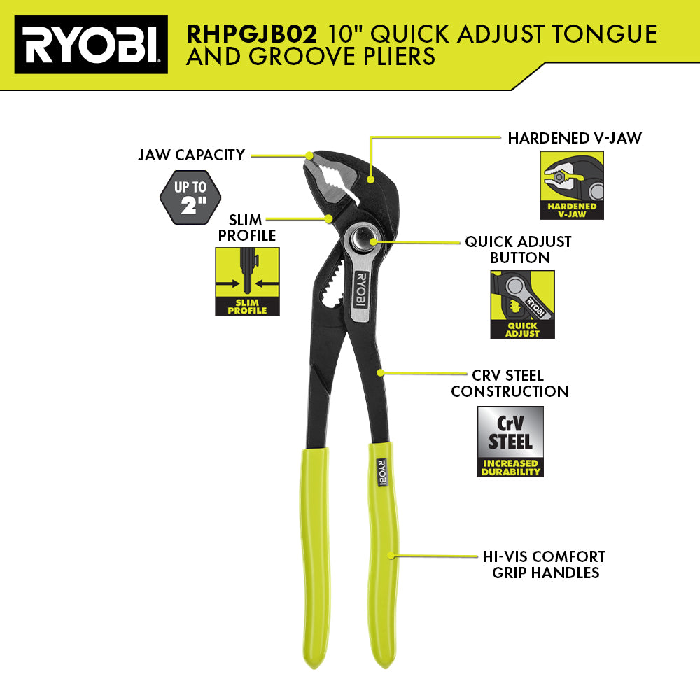 10" Quick Adjust Tongue and Groove Plier