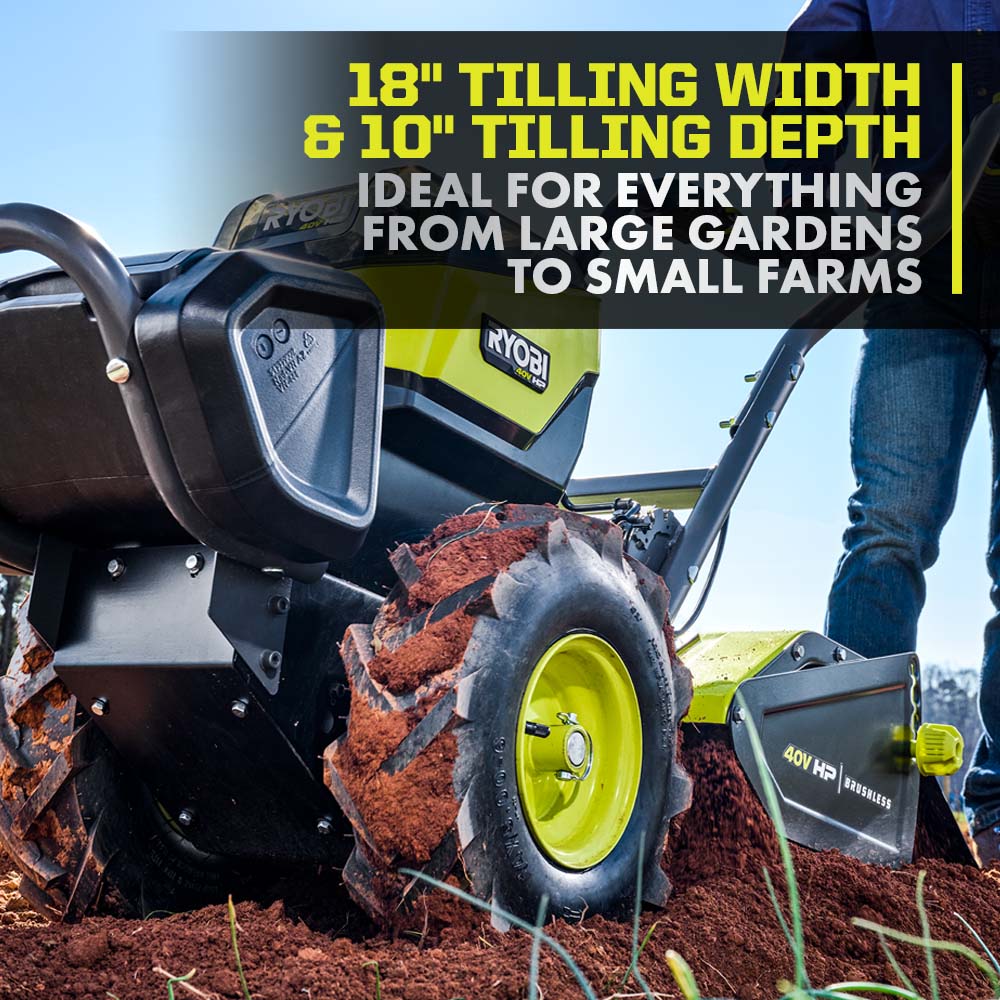 40V HP Brushless 18" Rear Tine Tiller Kit