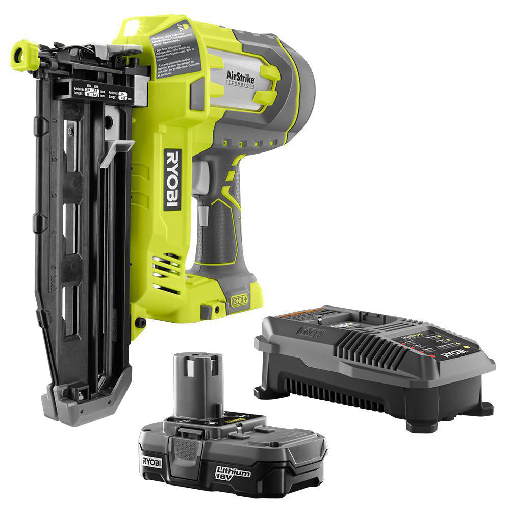 18V ONE+ AirStrike 16-Gauge 2-1/2 in Straight Finish Nailer Kit with 1.3 Ah Battery