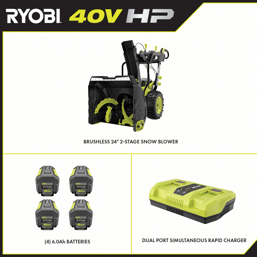 40V HP Brushless Whisper Series 24" Two-Stage Snow Blower Kit