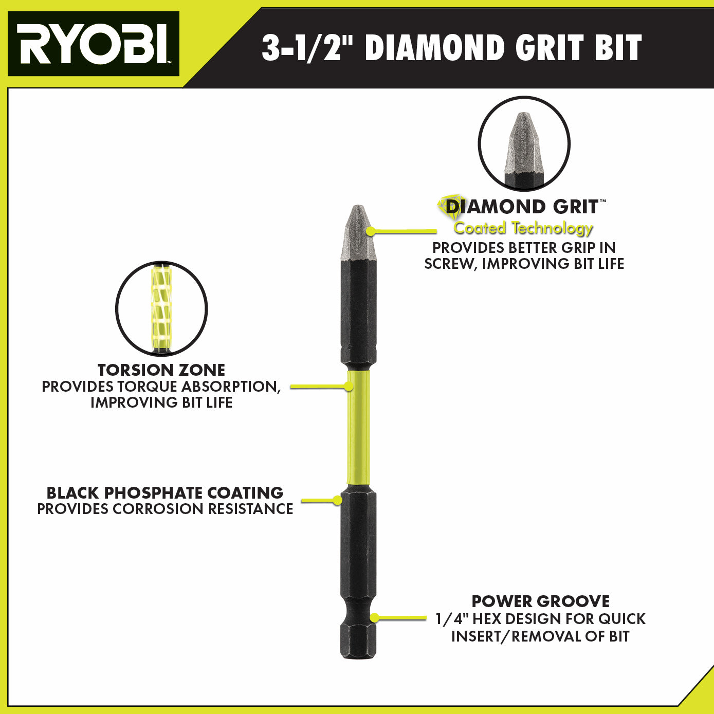 3 PC. 3-1/2" Diamond Grit Impact Drive Bits