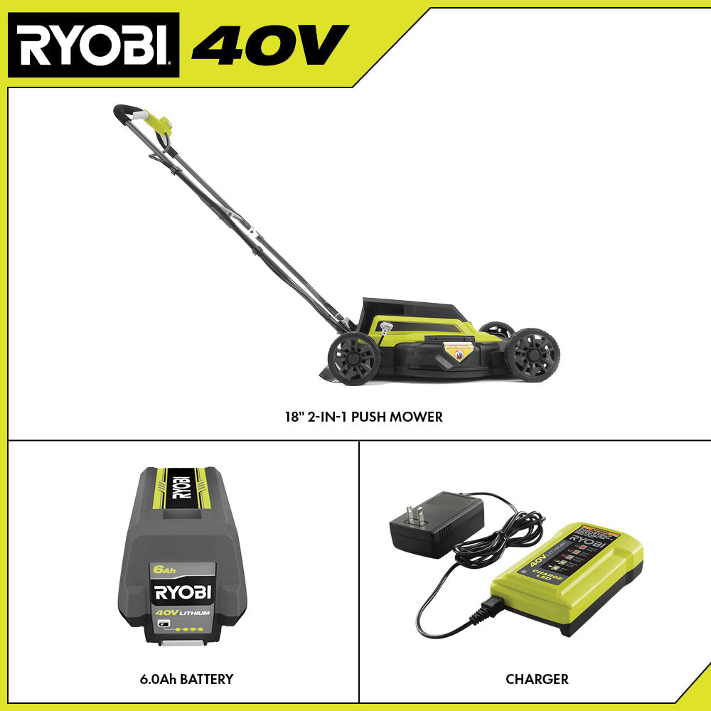 40V 18" 2-IN-1 Push Mower Kit