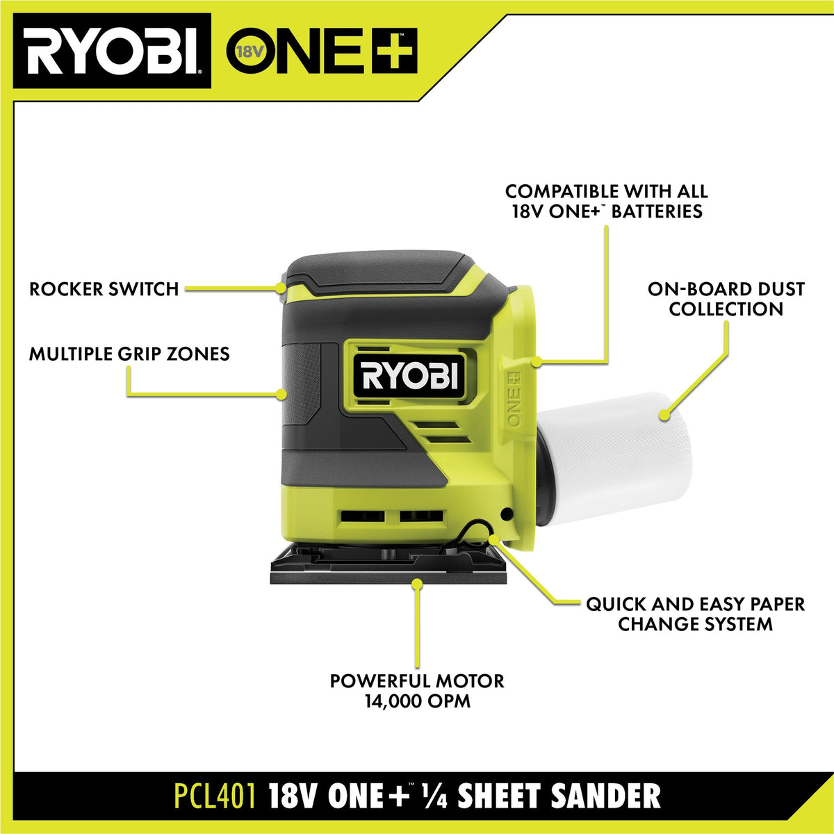 18V ONE+ 1/4 Sheet Sander Kit