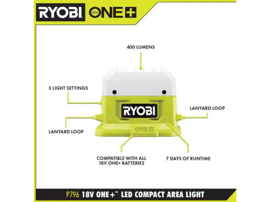 ONE+ 18V Cordless 3-Tool Lighting Kit with Work Light, Compact Area Light, and LED Light
