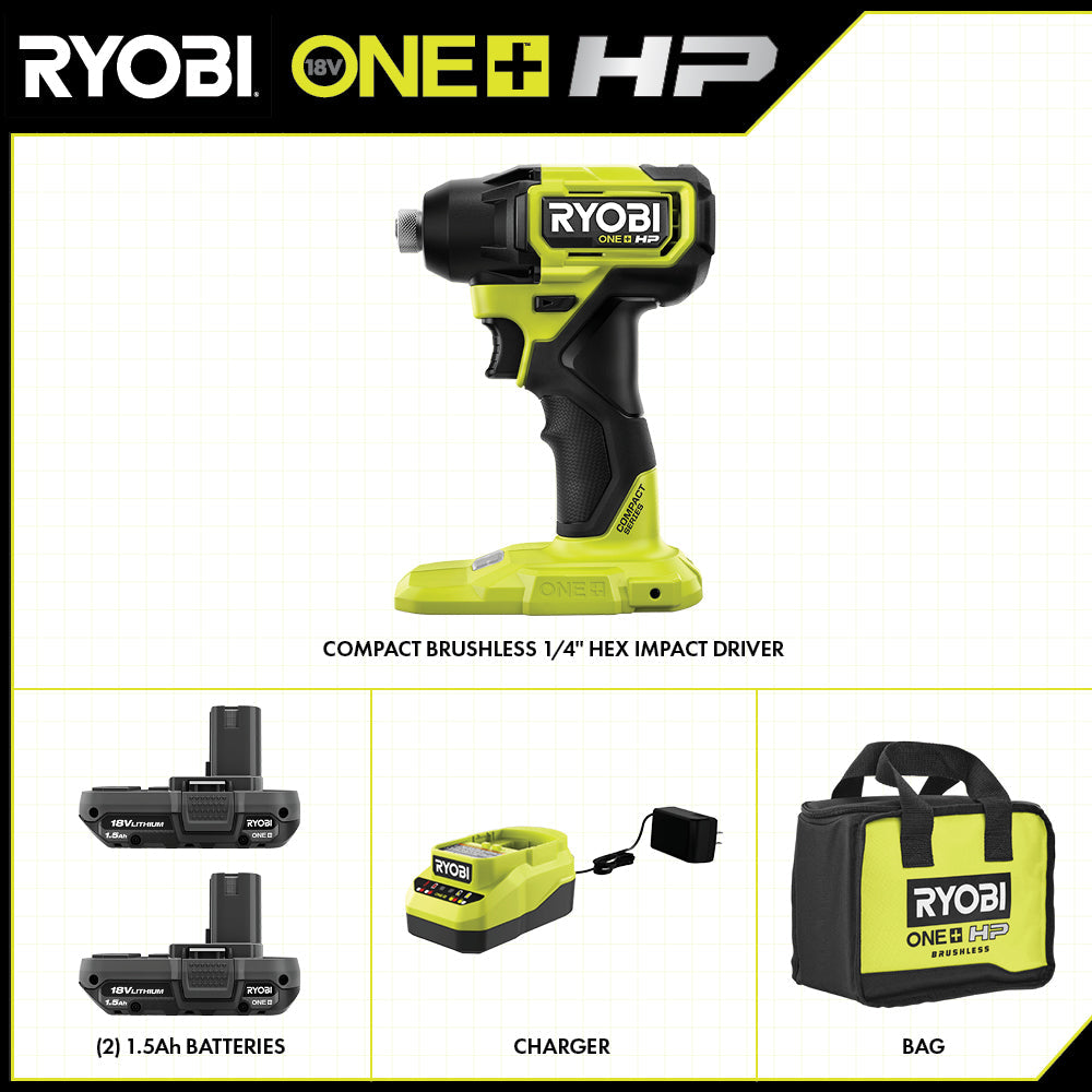 18V ONE+ HP Compact Brushless 1/4" Hex Impact Driver Kit