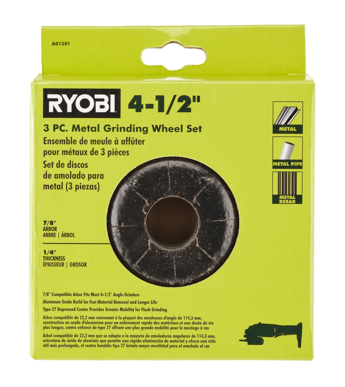 3 PC.  4-1/2" Metal Grinding Wheel Set