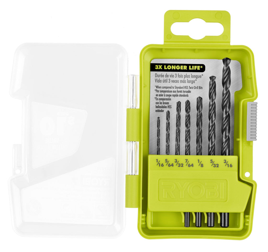 7 PC. Round Shank Black Oxide Drill Bit Set