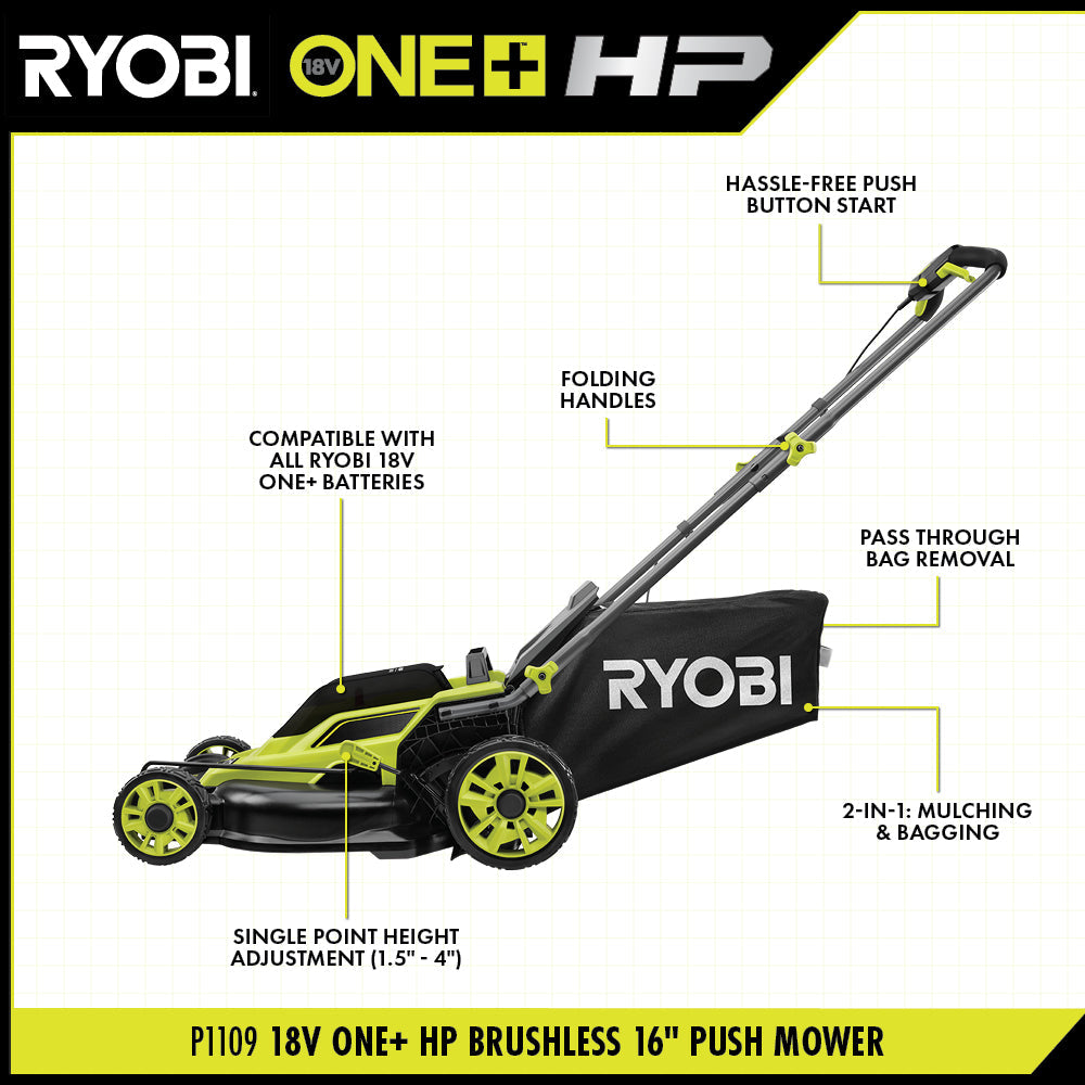 18V ONE+ HP Brushless 16" Push Mower Kit