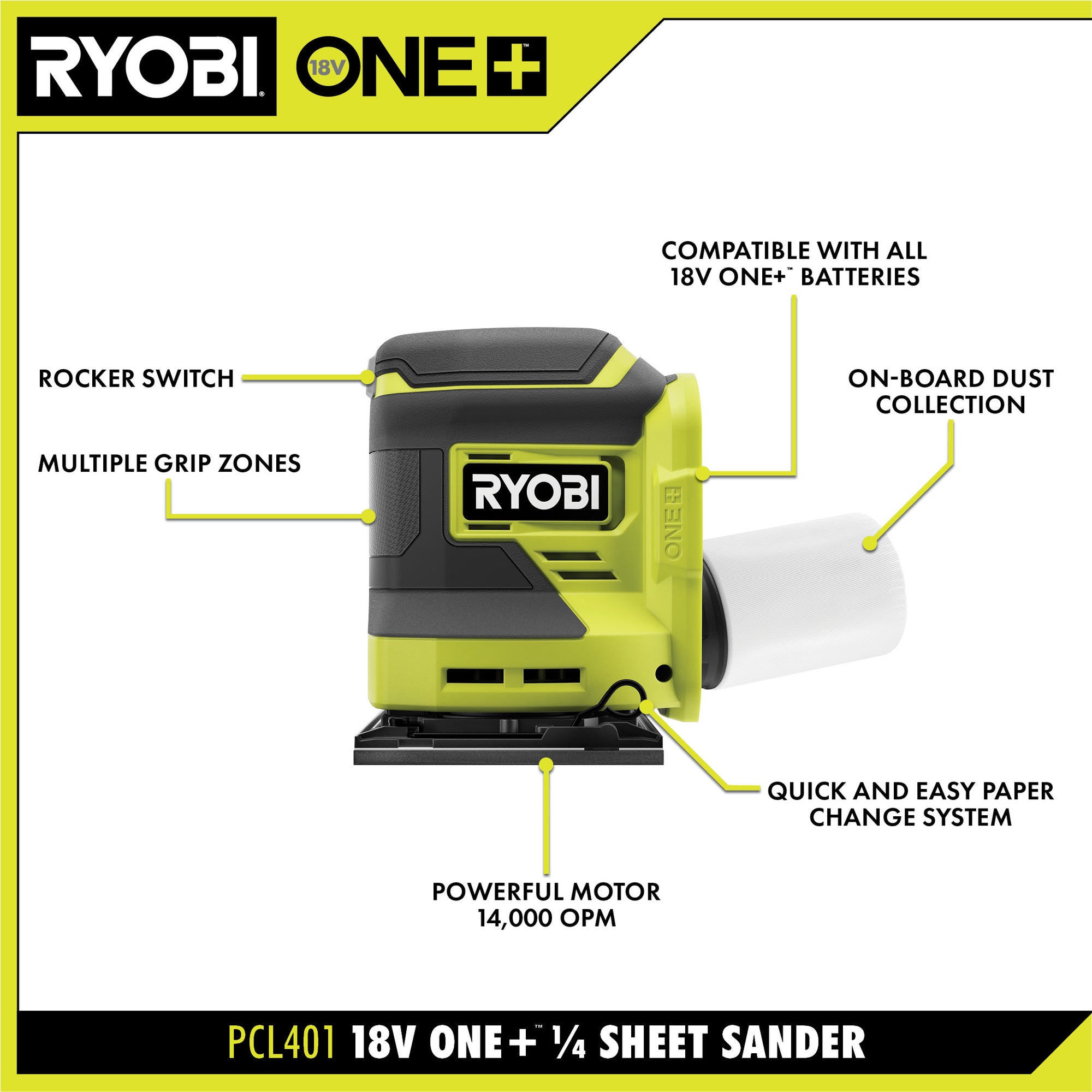 18V ONE+ 1/4 Sheet Sander