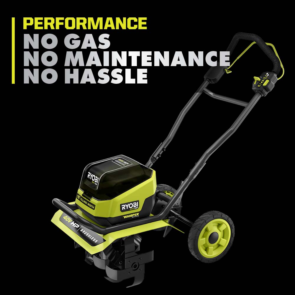 40V HP Brushless WHISPER SERIES 16" Front Tine Tiller Kit