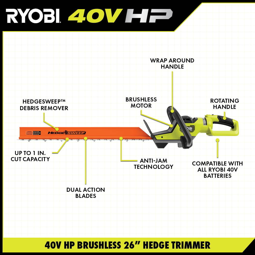 40V HP Brushless 26" Hedge Trimmer