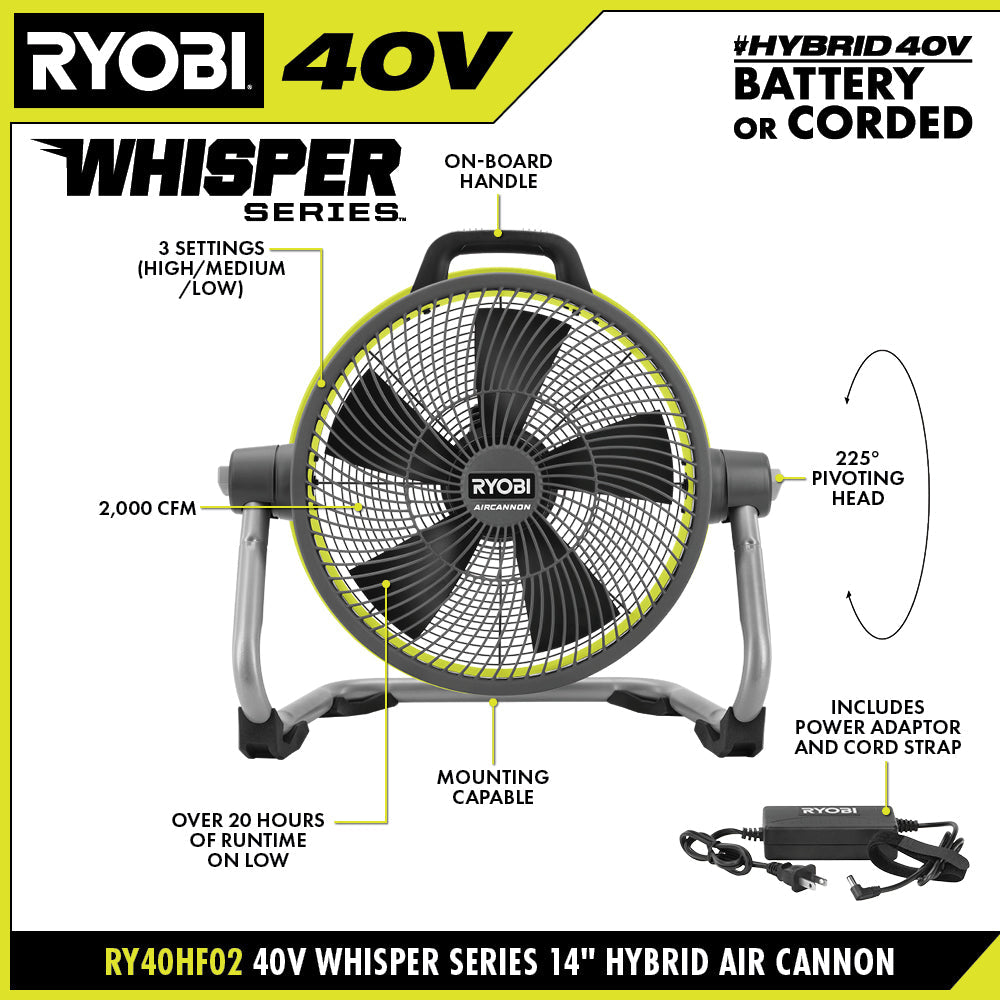 40V 14" Hybrid Air Cannon Fan