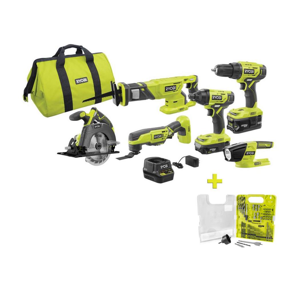 18V ONE+ 6-Tool Combo Kit with (2) Batteries, Charger & Bag W/ Bonus Drill & Drive Kit (60-Piece)