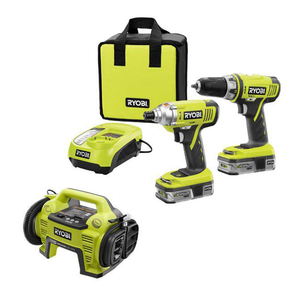 18V ONE+ Drill and Impact Kit (2-Tool) + Inflator