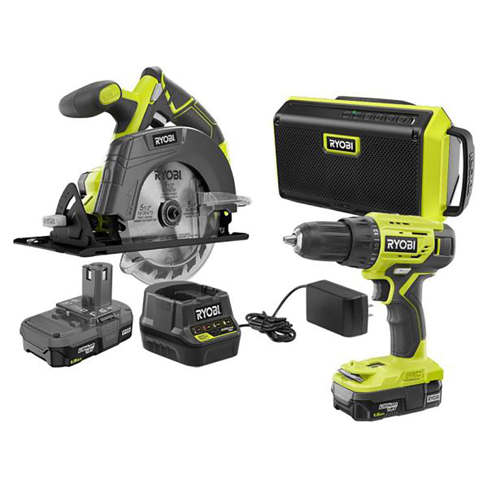 18V ONE+  2-Tool Combo Kit with Drill/Driver, Circular Saw, (2) 1.5 Ah Batteries, Charger, Bag with Speaker