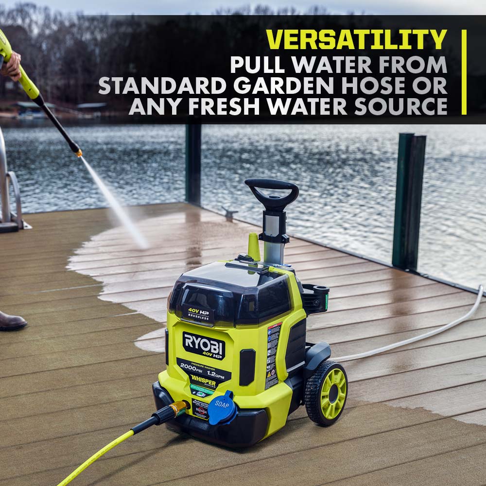 40V HP Brushless WHISPER SERIES 2000 PSI Pressure Washer