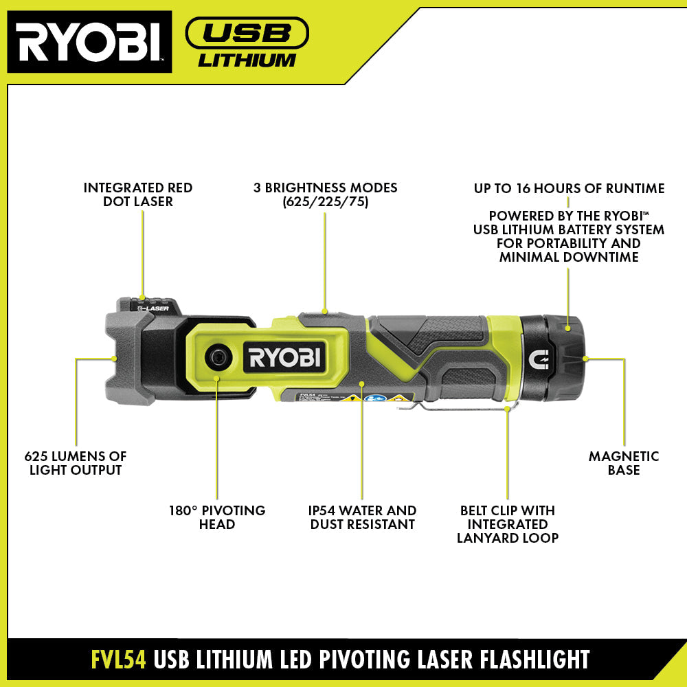 USB LITHIUM LED Pivoting Laser Kit
