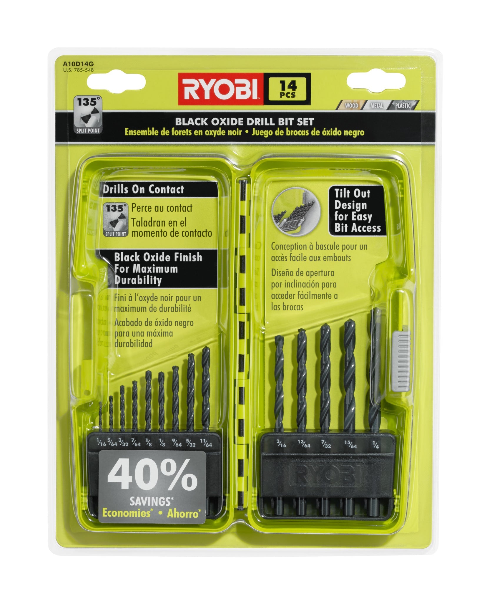 14 PC. Black Oxide Drill Bit Set