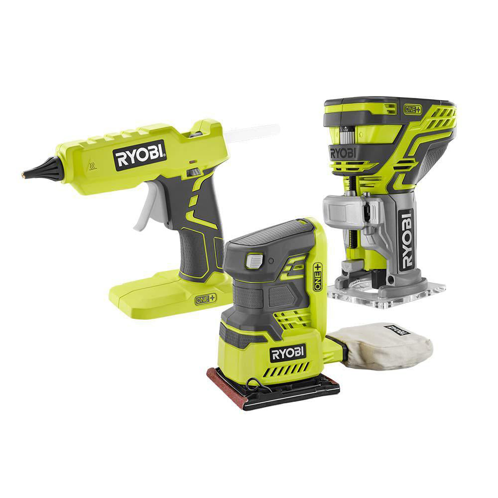18V ONE+ Glue Gun, Trim Router, and 1/4 Sheet Sander Kit